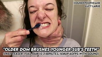 Older Dom Brushes Young Subs Teeth thumbnail