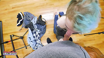 Color haired raven enjoys rimming ass and sucking a juicy dick to milk it