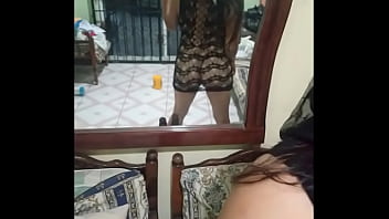 Delicious companion lady wears a mask on halloween to model erotically and touch her vagina