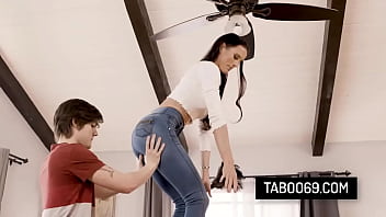 Busty milf stepmother takes her stepson's cock from behind