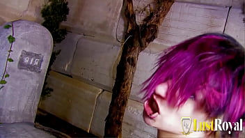 Colored haired chic enjoys riding a fat cock