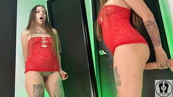 Horny techno girl frottage rubbing your dick at festival