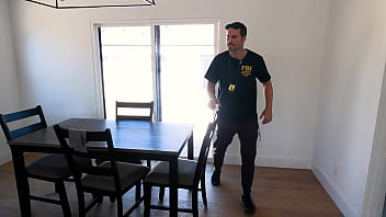 Brunette amateur housewife gets fucked by police man