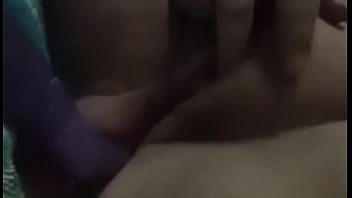 Wife fucking herself with little toy