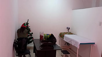 The nurse is caught in the hospital decorating the doctor's office and getting super sexy and hot