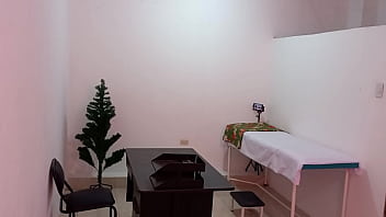 The nurse is caught in the hospital decorating the doctor's office and getting super sexy and hot