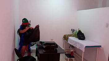 The nurse is caught in the hospital decorating the doctor's office and getting super sexy and hot