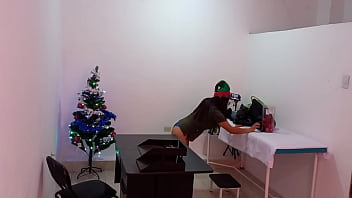 The nurse is caught in the hospital decorating the doctor's office and getting super sexy and hot