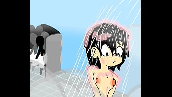 Embarrassed naked female animation wrong bathroom