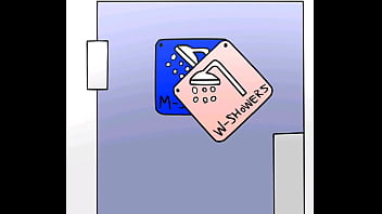 Embarrassed naked female animation wrong bathroom