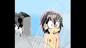 Embarrassed naked female animation wrong bathroom