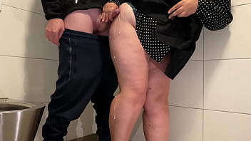 Curvy step mother makes step son cum in public toilet