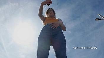 Megan wetting jeans in the shopping mall
