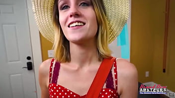 Blonde pixie sucks a cock and gets her pussy fucked