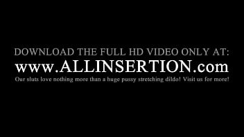 Double dildoing scene with oily brunette hooker