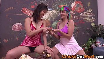 Rainbow hair aussie lesbo