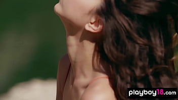 Small tits brunette asian hottie loves nude sunbathing