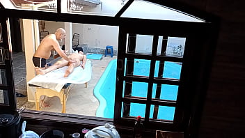 She went to get a massage by the pool and ended up getting a handjob and blowjob