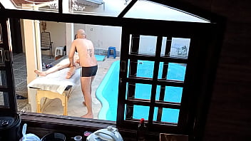 She went to get a massage by the pool and ended up getting a handjob and blowjob