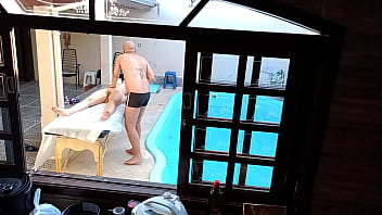 She went to get a massage by the pool and ended up getting a handjob and blowjob