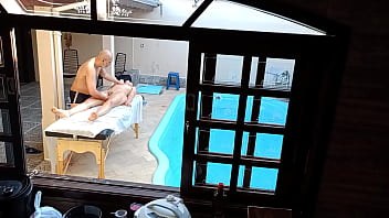 She went to get a massage by the pool and ended up getting a handjob and blowjob