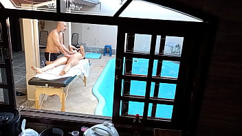 She went to get a massage by the pool and ended up getting a handjob and blowjob