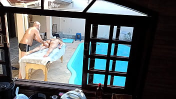 She went to get a massage by the pool and ended up getting a handjob and blowjob