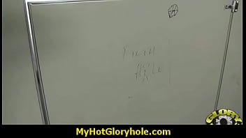 I sneak black bj as i fuck husband thrue gloryhole 1