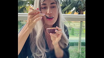 Sexy beauty girl model chopsticks and exotic fruits