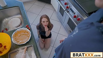 Baking session turns hardcore with a redhead in the kitchen Baking session turns hardcore with a redhead in the kitchen