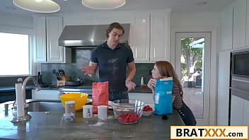 Baking session turns hardcore with a redhead in the kitchen Baking session turns hardcore with a redhead in the kitchen