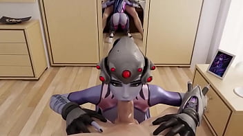 Widowmaker gives a pov blowjob and lets her man shoot a massive load down her throat