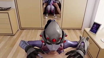 Widowmaker gives a pov blowjob and lets her man shoot a massive load down her throat