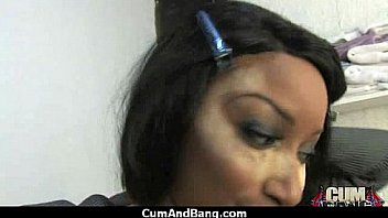 Ebony chick fucked hard in group sex action 12