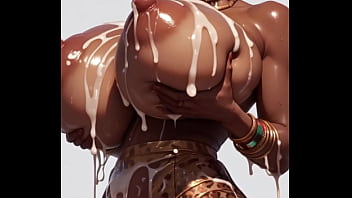 Horny black 18 ai teen ladies present their wonderful cummed mega breasts