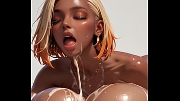 Horny black 18 ai teen ladies present their wonderful cummed mega breasts