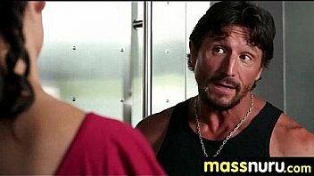 Nurumassage teen slides oily pussy on cock 22