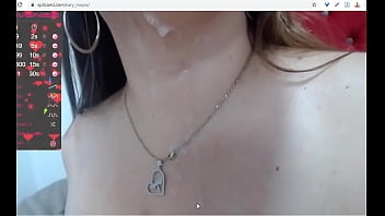 Babe licks dildo on mouth