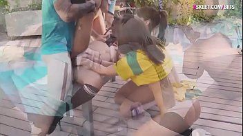 Sexy bffs groupsex with pervy coach before americas cup