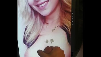 Slutty friend love feeling my hot cum on her face and tits