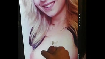 Slutty friend love feeling my hot cum on her face and tits