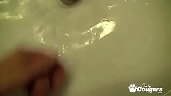 Victoria sucks off her dude in the bathroom