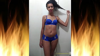 Beautiful brunette in blue lingerie trailer 02