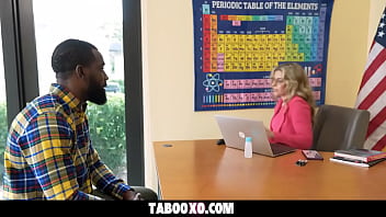 Black stepdad fucks his stepson's slutty teacher in the classroom