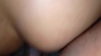 Filling the ass of the mature brunette milf with hot milk