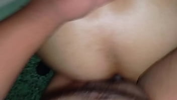 Filling the ass of the mature brunette milf with hot milk