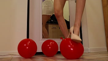 Heels crush balloons crushing heels