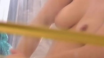 Pretty alex showers her naked body then screws her man john