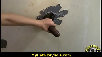I sneak black bj as i fuck husband thrue gloryhole 7