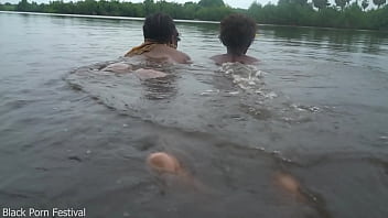 When the 2 lesbian of the tribe bath together in the village river